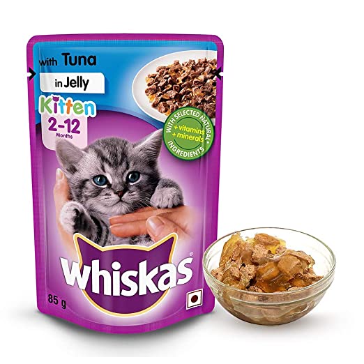 Whiskas Wet Cat Food For Kittens (2-12 Months)- Tuna in Jelly Flavour- 12 Pouches (12 x 85gm)
