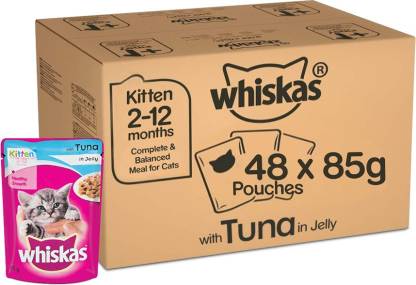 Whiskas Wet Cat Food For Kittens (2-12 Months)- Tuna in Jelly Flavour- 48 Pouches (48 x 85gm)