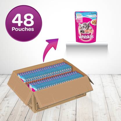 Whiskas Wet Cat Food For Kittens (2-12 Months)- Tuna in Jelly Flavour- 48 Pouches (48 x 85gm)