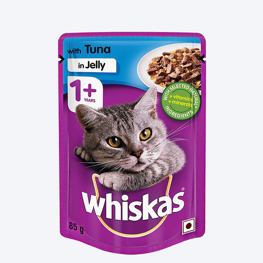 Whiskas Wet Food for Adult Cats (1+Years)  Tuna in Jelly Flavour  24 Pouches (24 x 85gm)