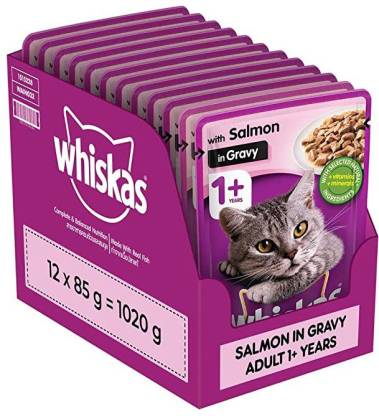 Whiskas Wet Cat Food | For Adult | Salmon Flavour | Hydrating Tasty Meal for Cats