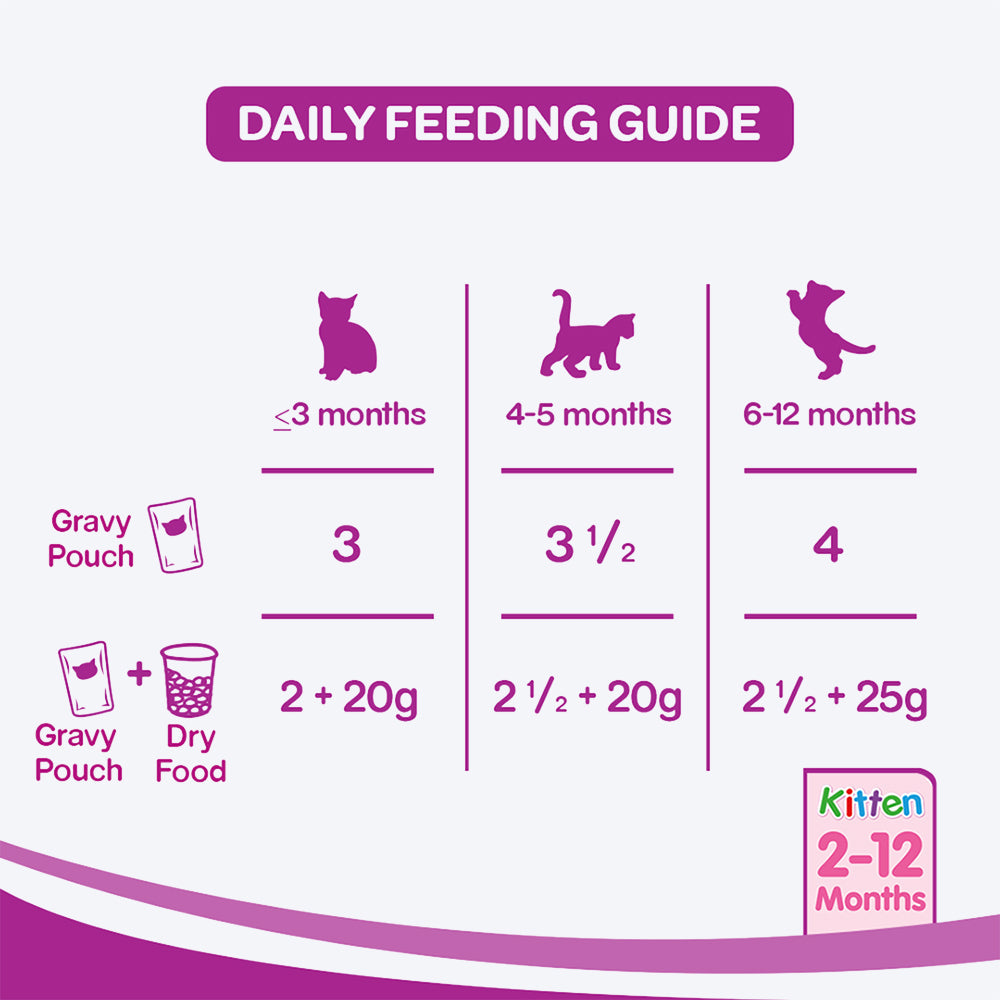 Whiskas Wet Food for Kittens (2-12 Months)  Chicken in Gravy Flavour  96 pouches (96 x 85gm)