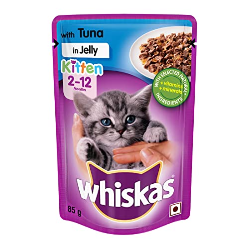 Whiskas Wet Food for Kittens (2-12 Months)- Tuna in Jelly Flavour- 1 pouches (1 x 85gm)