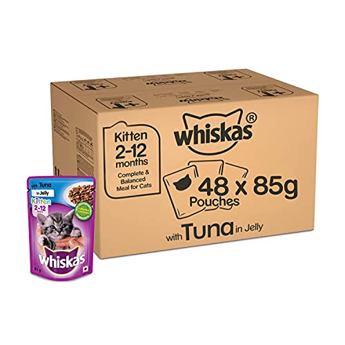 Whiskas Wet Food for Kittens (2-12 Months)- Tuna in Jelly Flavour- 48 pouches (48 x 85gm)