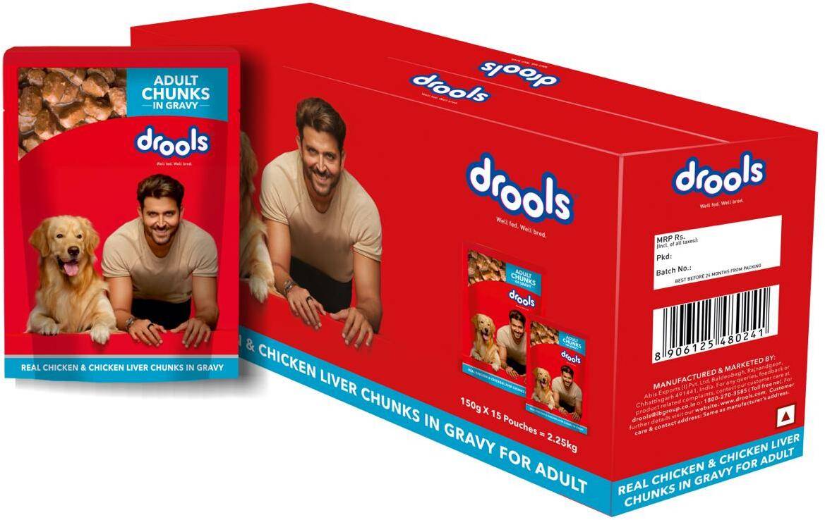 Drools Adult Wet Dog Food, Real Chicken And Chicken Liver Chunks In Gravy,(15 X 150G)