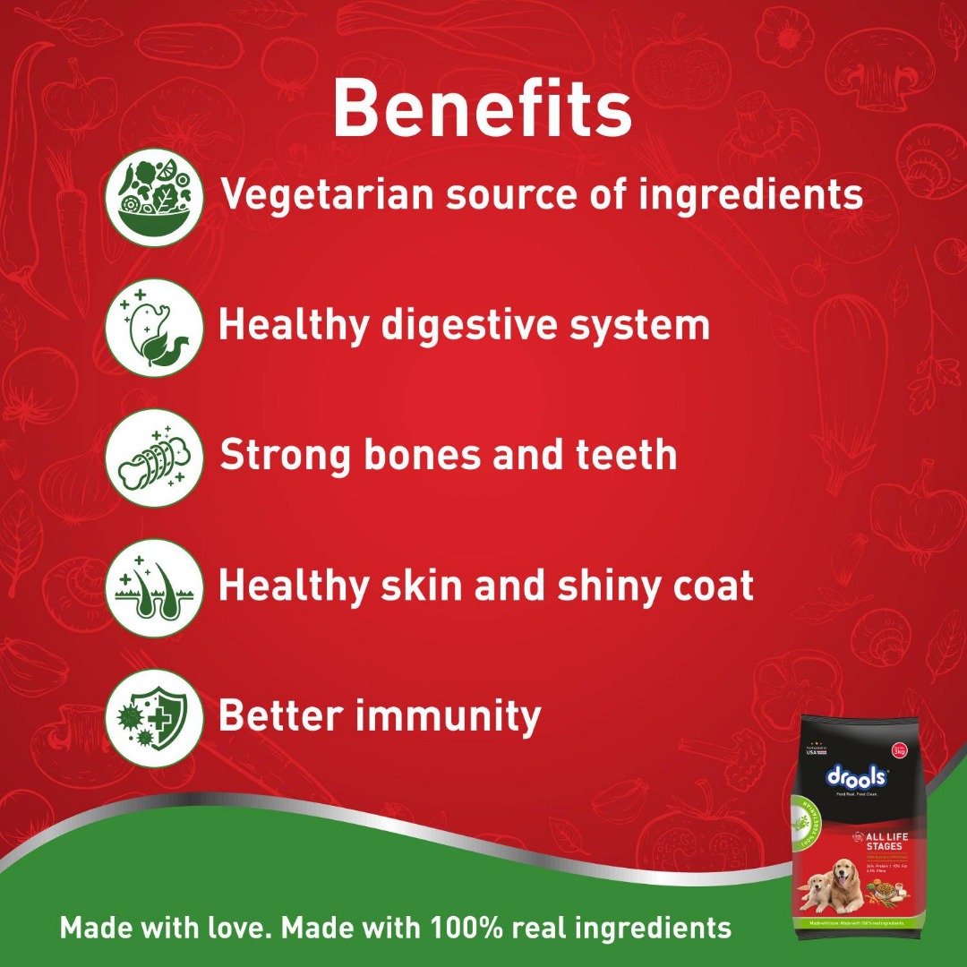 Drools Dry Dog Food | Vegetable Flavour | Complete & Balanced Daily Nutrition