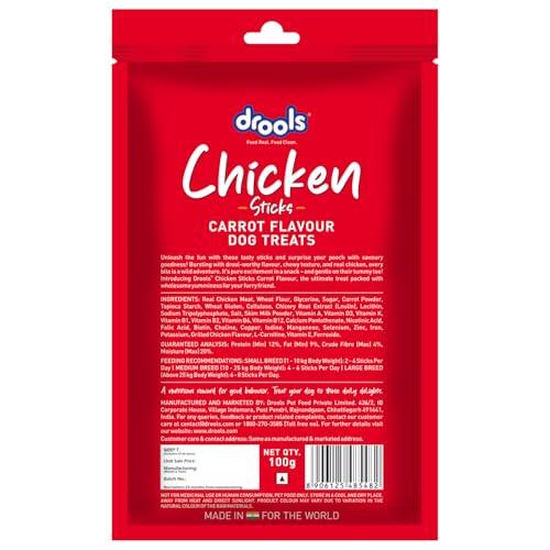 Drools Pet Treat | For Adult | Chicken & Carrot Flavour | Rewarding Tasty Snack