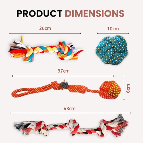 Foodie Puppies Dog Rope Combo Of 4 Chewing Teething Fetching Durable Toys For Puppies