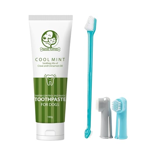 Foodie Puppies Pet Dental Oral Care Kit Combo - (Coolmint Toothpaste- 100G + 3Pcs Toothbrush) For Dogs