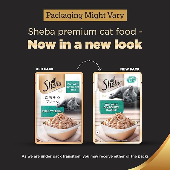 Sheba Adult Premium Wet Cat Food Food, Fish With Dry Bonito Flake, 12 Pouches