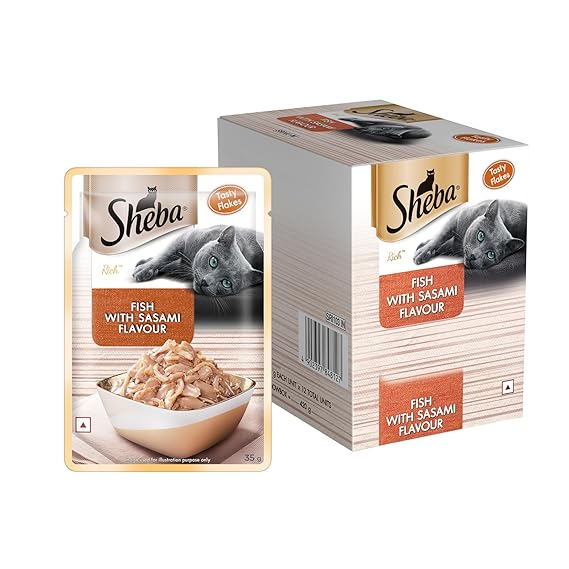 Sheba Adult Premium Wet Cat Food Food, Fish With Sasami, 12 Pouches