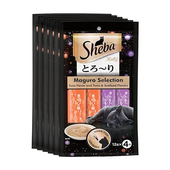 Sheba For All Life Stages Melty Premium Wet Cat Snack Food, Tuna & Tuna-Seafood, 6 Pouches