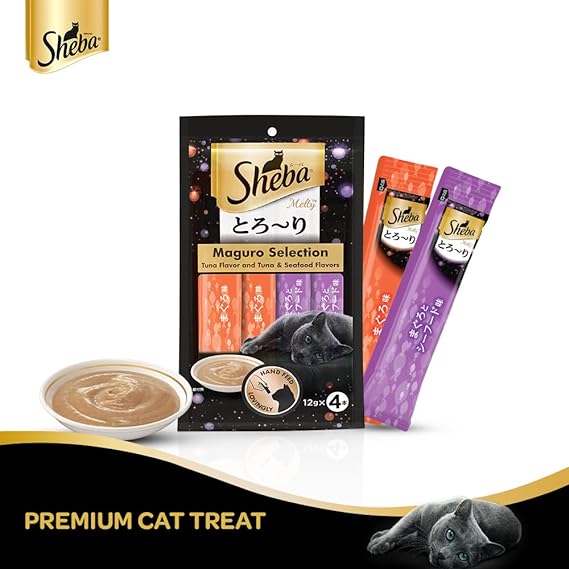 Sheba For All Life Stages Melty Premium Wet Cat Snack Food, Tuna & Tuna-Seafood, 6 Pouches
