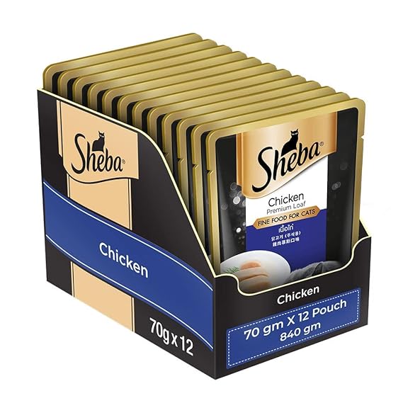 Sheba Rich Premium Adult (+1 Year) Fine Wet Cat Food, Chicken Loaf, Pack of 12