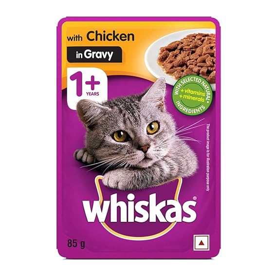 Whiskas Adult Wet Cat Food, Chicken In Gravy, 12 Pouches, Brown