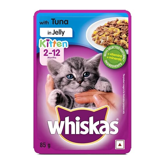 Whiskas Wet Food For Kittens (2-12 Months), Tuna In Jelly Flavour, 12 Pouches