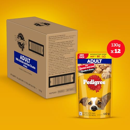 Pedigree Adult Wet Dog Food Chicken & Liver Chunks in Gravy (Pack of 12)