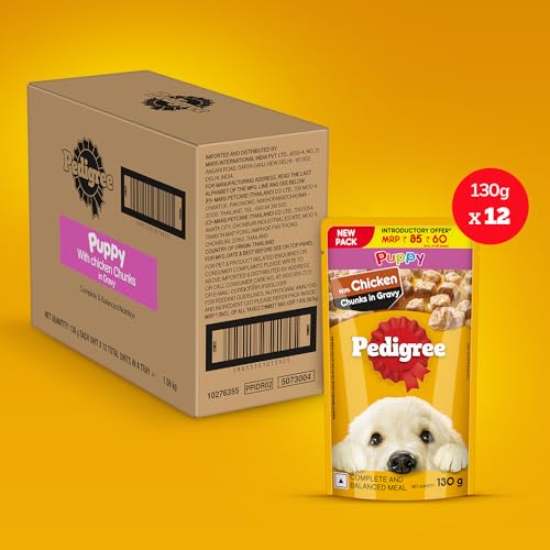 Pedigree Puppy Wet Dog Food with Chicken Chunks in Gravy (Pack of 12)
