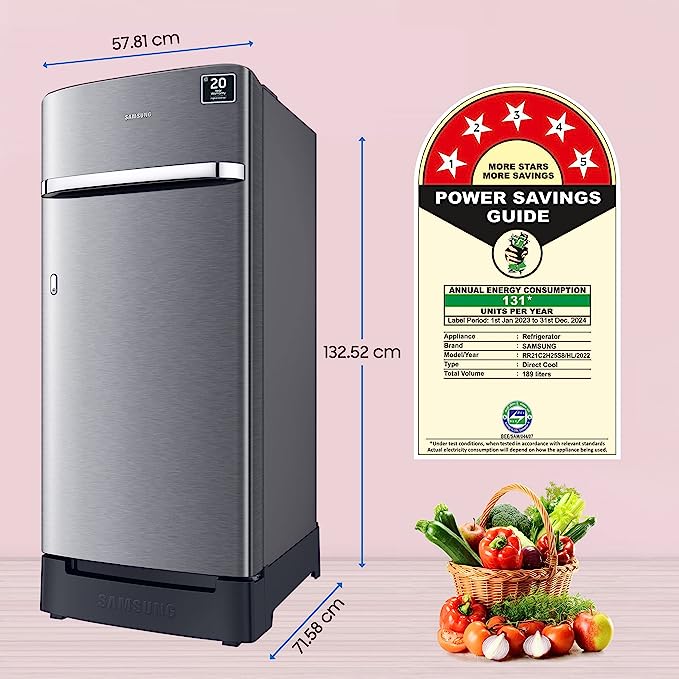 Samsung 189 L 5 Star Inverter Direct Cool Single Door Refrigerator