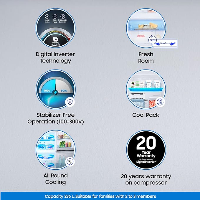 Samsung 236 L 2 Star Frost Free Double Door Refrigerator