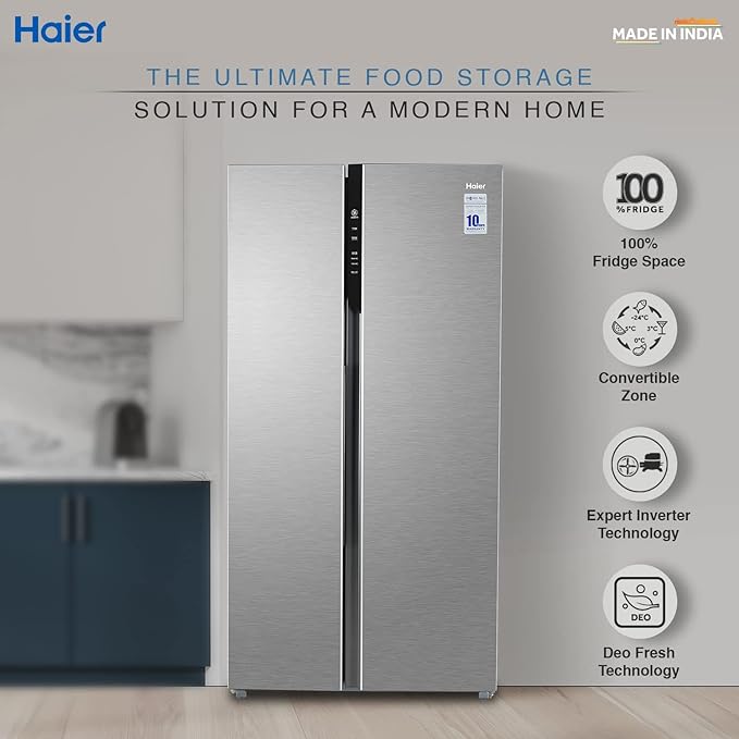 Haier 596 L Frost Free Inverter Side by Side Refrigerator
