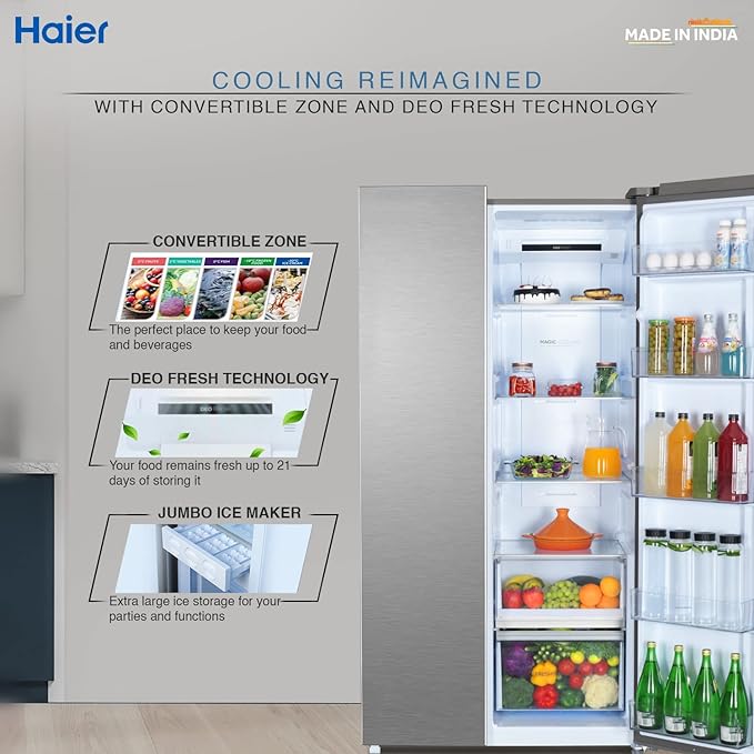 Haier 596 L Frost Free Inverter Side by Side Refrigerator
