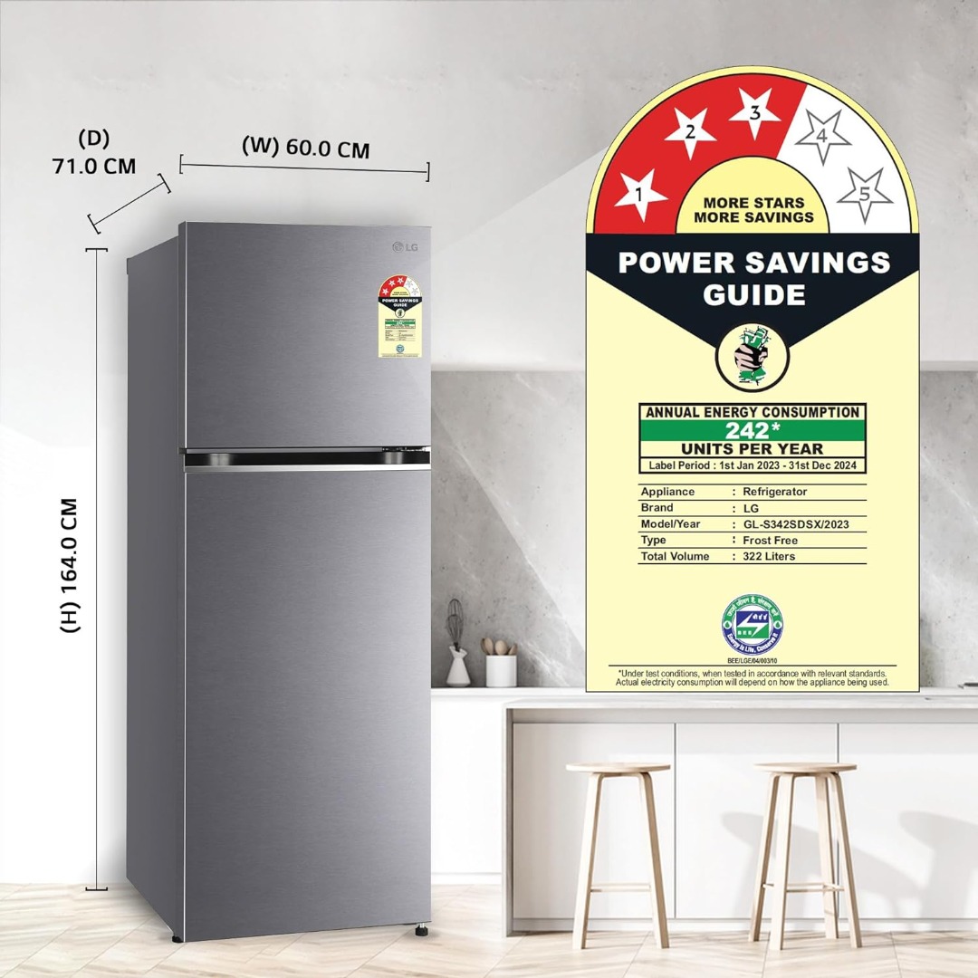 LG 322 L 3 Star Frost Free Smart Inverter Double Door Refrigerator (2023 Model)