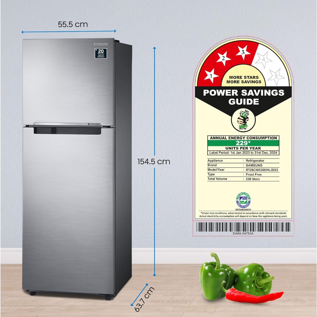 Samsung 236 L 3 Star Digital Inverter Frost Free Double Door Refrigerator (2023 Model)