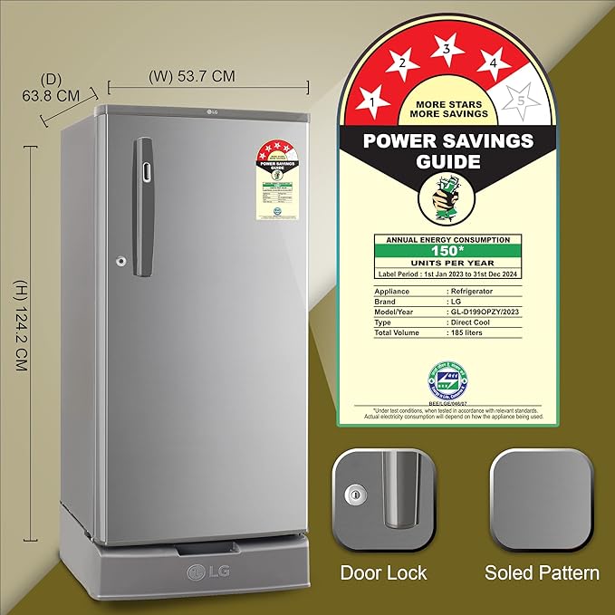 LG 185 L 4 Star Direct Cool Smart Inverter Single Door Refrigerator