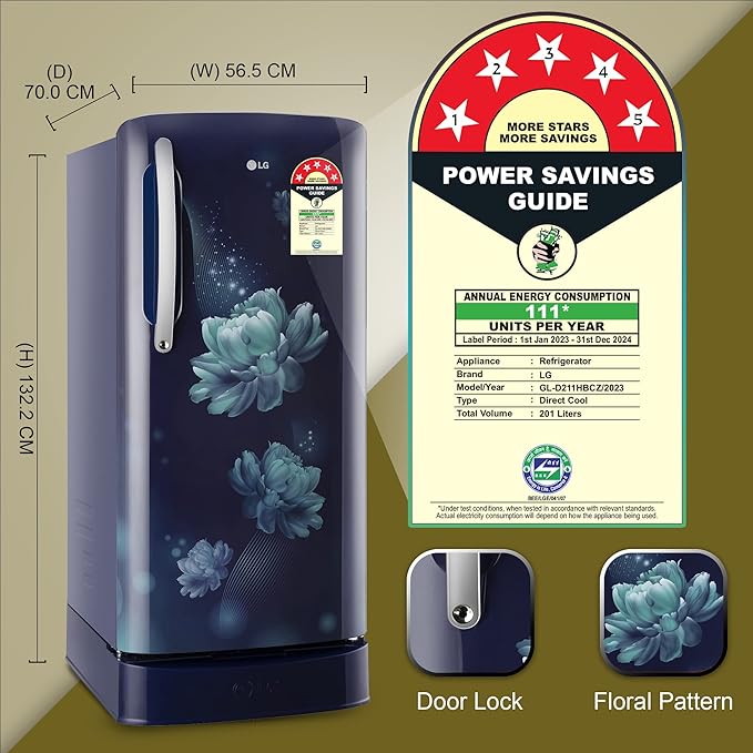 LG 201 L 5 Star Inverter Direct Cool Single Door Refrigerator