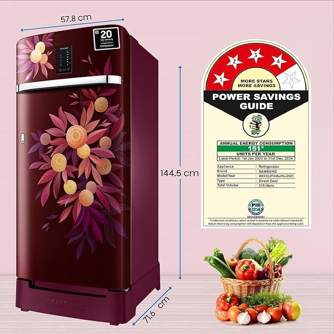 Samsung 215 L 4 Star Inverter Direct Cool Single Door Refrigerator