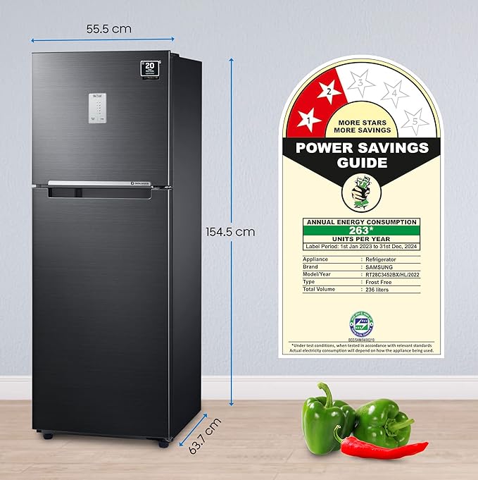 Samsung 236 L 2 Star Inverter Frost Free Double Door Refrigerator