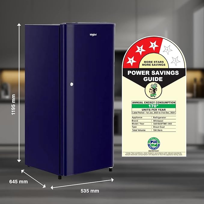 Whirlpool 184 L 3 Star Direct Cool Single Door Refrigerator