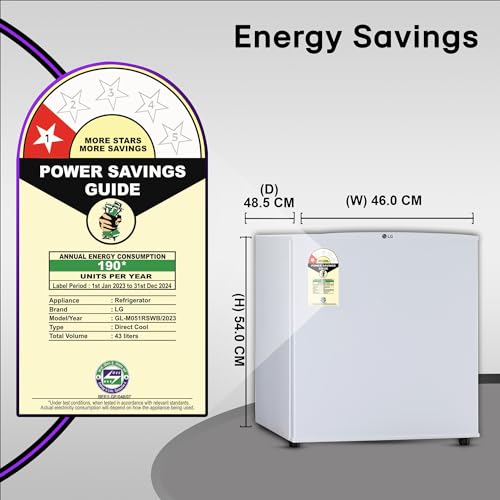 LG 43 L 1 Star Direct Cool Minibar Single Door Refrigerator, 2024 Model
