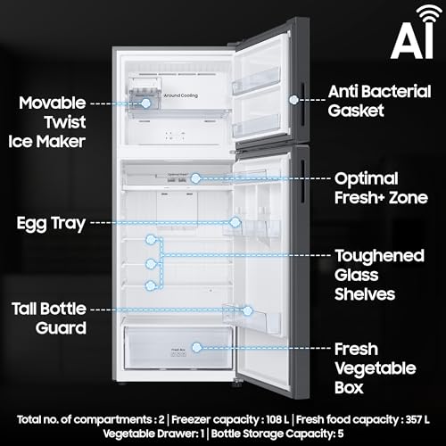 Samsung 465 L 2 Star Frost Free Double Door AI Enabled Smart Refrigerator, 2024 Model