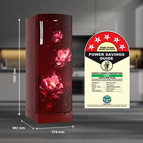 Whirlpool 207 L 5 Star Inverter Direct-Cool Single Door Refrigerator With Base Stand, 2023 Model