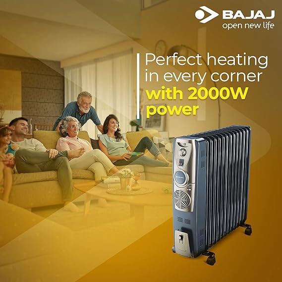 Bajaj 2000W OFR Room Heater With 400W PTC Ceramic Fan Heater