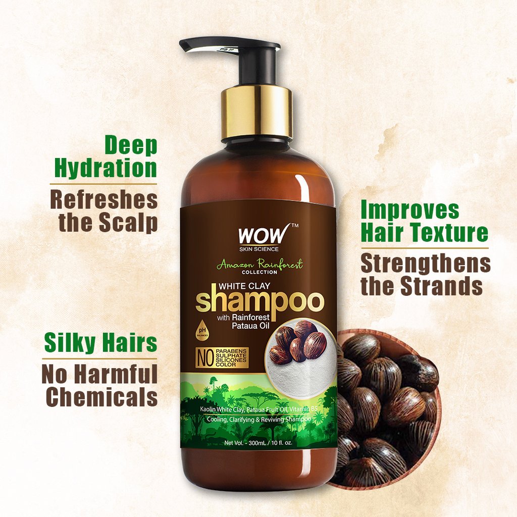 Wow Amazon Rainforest Collection White Clay Shampoo with Rainforest Pataua Oil