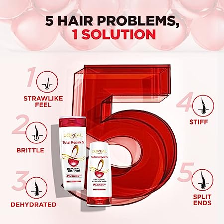 Loreal Paris Shampoo, For Damaged and Weak Hair, With Pro-Keratin + Ceramide