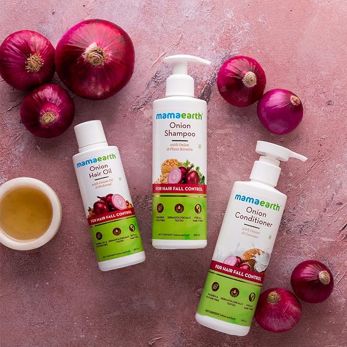 MamaEarth Anti Hair Fall Express Spa Range with Onion Hair Oil & Onion Shampoo