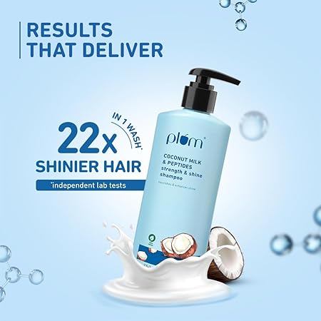 Plum Coconut Shampoo for Dull Hair with Coconut Milk and Peptides for Strong & Shiny Hair