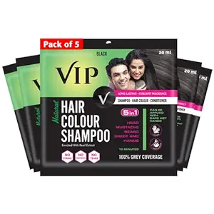 VIP Hair Colour Shampoo For Beard, Pack of 5