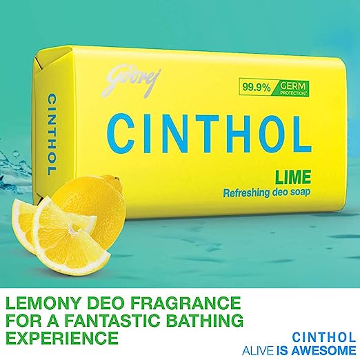 Cinthol Lime Soap, 999% Germ Protection, 100gm, Pack of 5