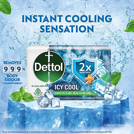 Dettol Intense Cool Bathing Soap Bar with Menthol, 75gm, Pack of 4