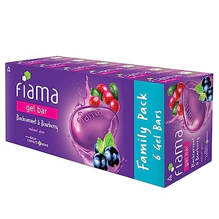 Fiama Gel Bar Blackcurrant And Bearberry for Radiant Glowing Skin, 125gm, Pack of 6