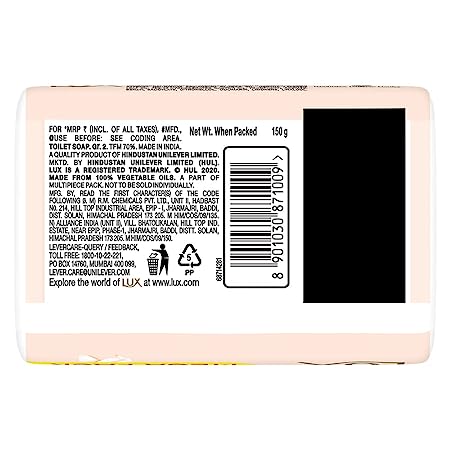 LUX Velvet Glowing Jasmine & Vitamin E Bathing Soap, 150Gm Pack of 5