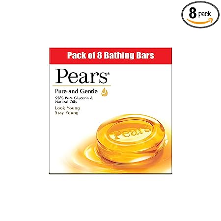 Pears Moisturising Bathing Bar Soap 125gm, Pack of 8
