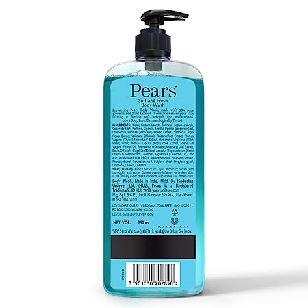 Pears Soft & Fresh Shower Gel SuperSaver XL Pump Bottle with 98% Pure Glycerine, 750 ml