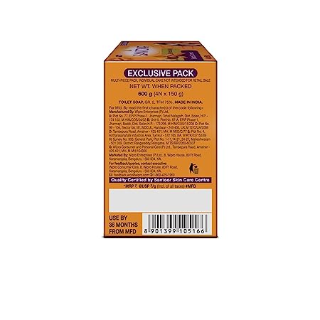 Santoor Sandal & Turmeric Soap for Total Skin Care, 150gm, Pack of 4