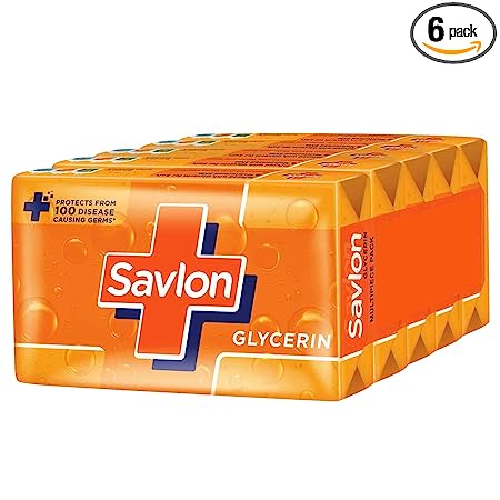 Savlon Moisturizing Glycerin soap bar with germ protection, 125gm, Pack of 5